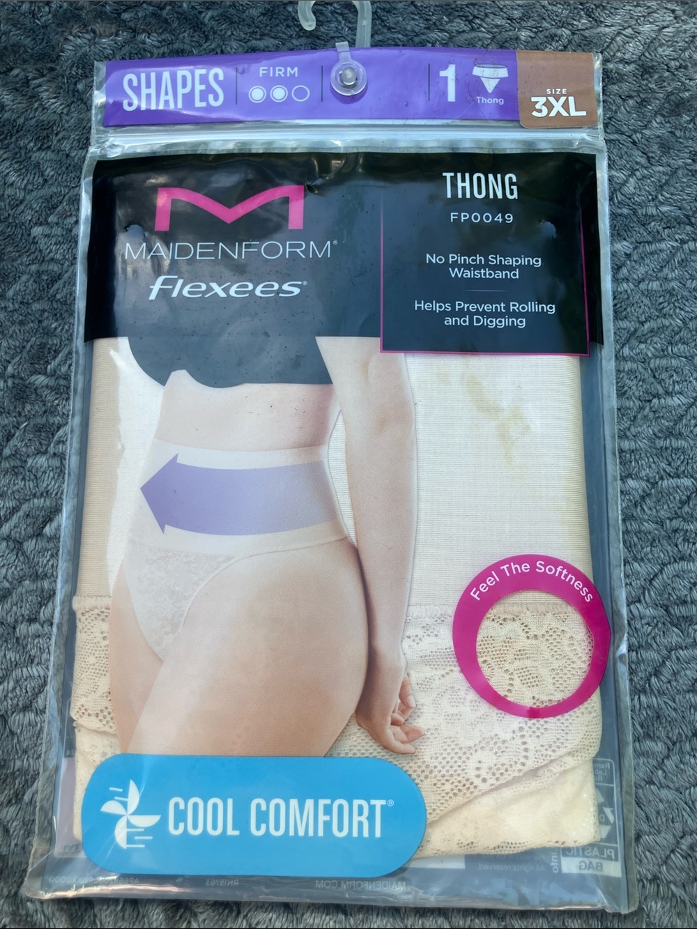 Maidenform Flexees Thong in Beige / Nude. Size 3 XL